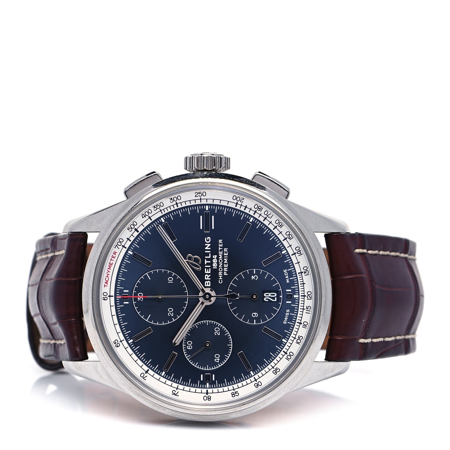 Stainless Steel Alligator 42mm Premier Chronograph Automatic Watch Blue A13315