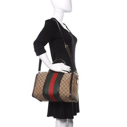 Gucci Monogram Vintage Web Medium Boston Dark Brown 2 of 18