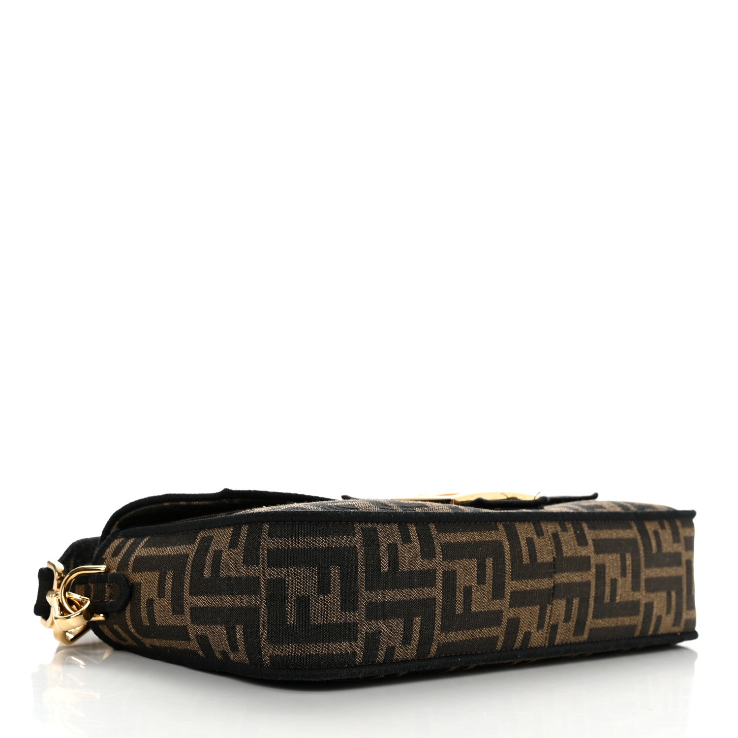 Fendi Fabric Jacquard FF 1974 Medium Baguette Tobacco Moro Black 4 of 11