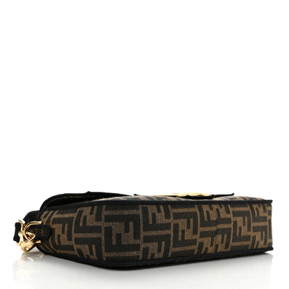 Fendi Fabric Jacquard FF 1974 Medium Baguette Tobacco Moro Black 4 of 11