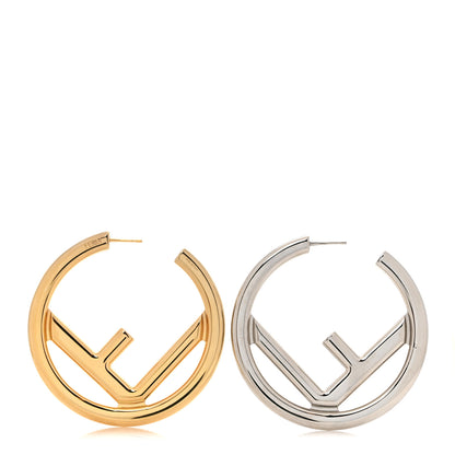 Fendi Metal FF Hoop Earrings Gold Silver 3 of 5