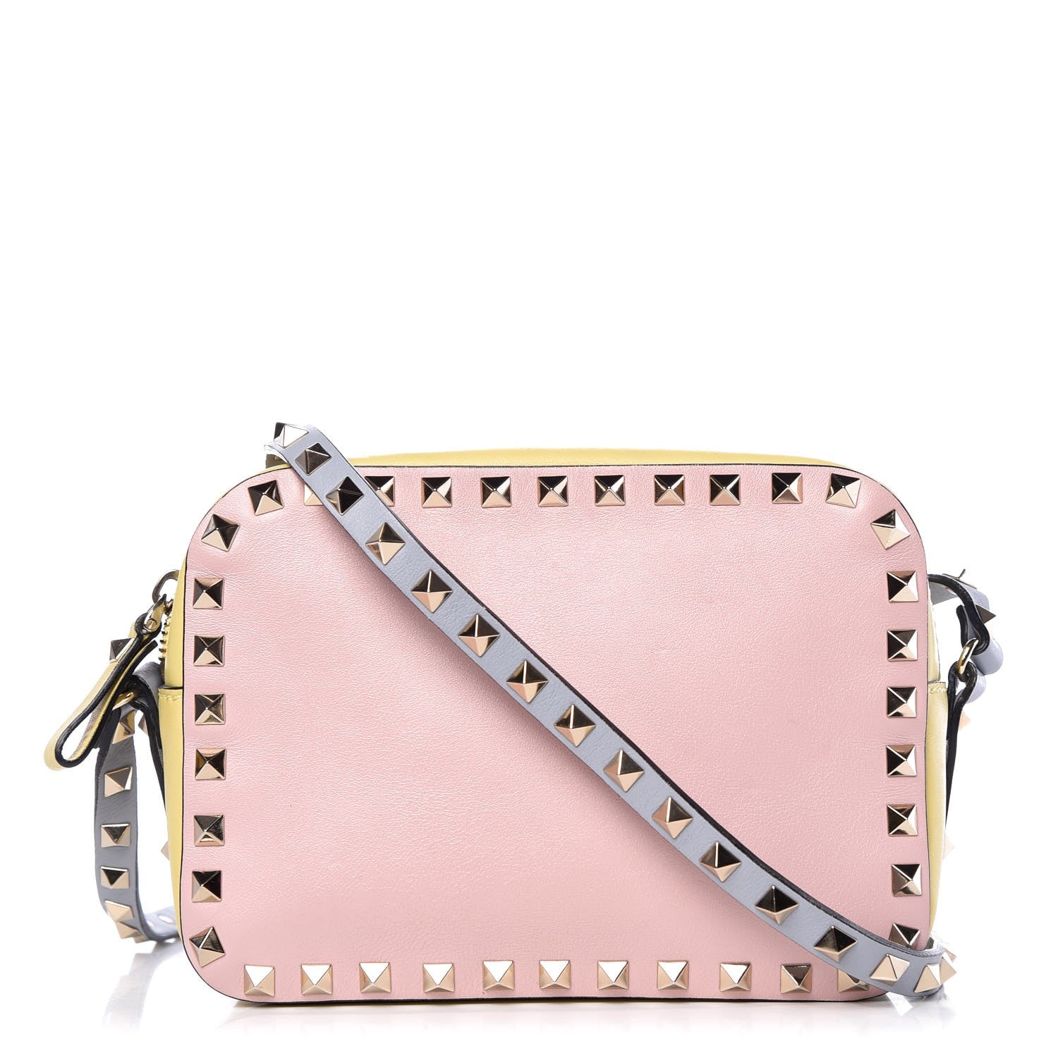 Valentino Garavani Calfskin Watercolor Rockstud Camera Crossbody Bag Rose Green Yellow Sky 1 of 8