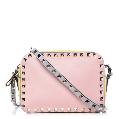 Valentino Garavani Calfskin Watercolor Rockstud Camera Crossbody Bag Rose Green Yellow Sky 1 of 8