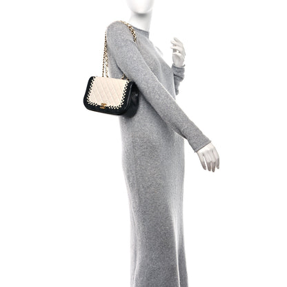 Chanel Calfskin Braided Flap White Black 2 of 9