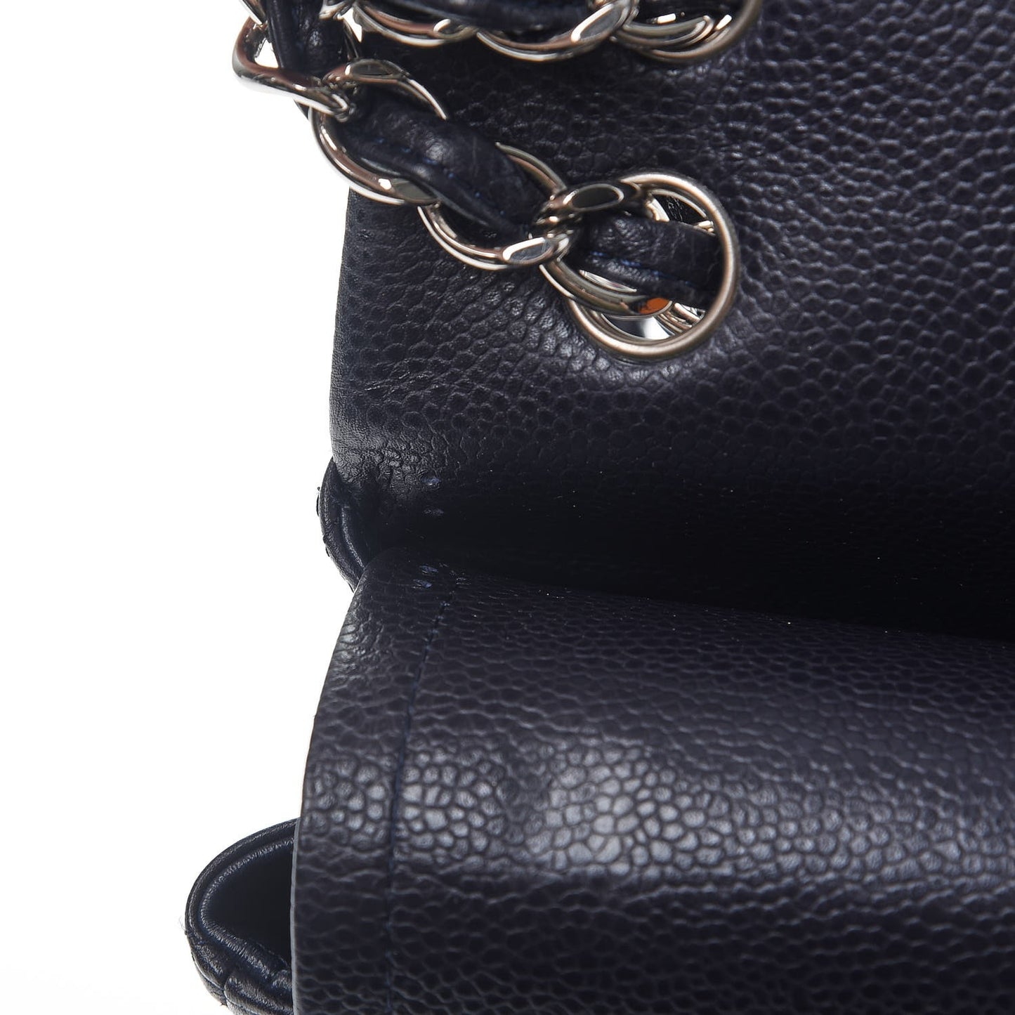 Caviar Quilted Jumbo Double Flap Navy Blue