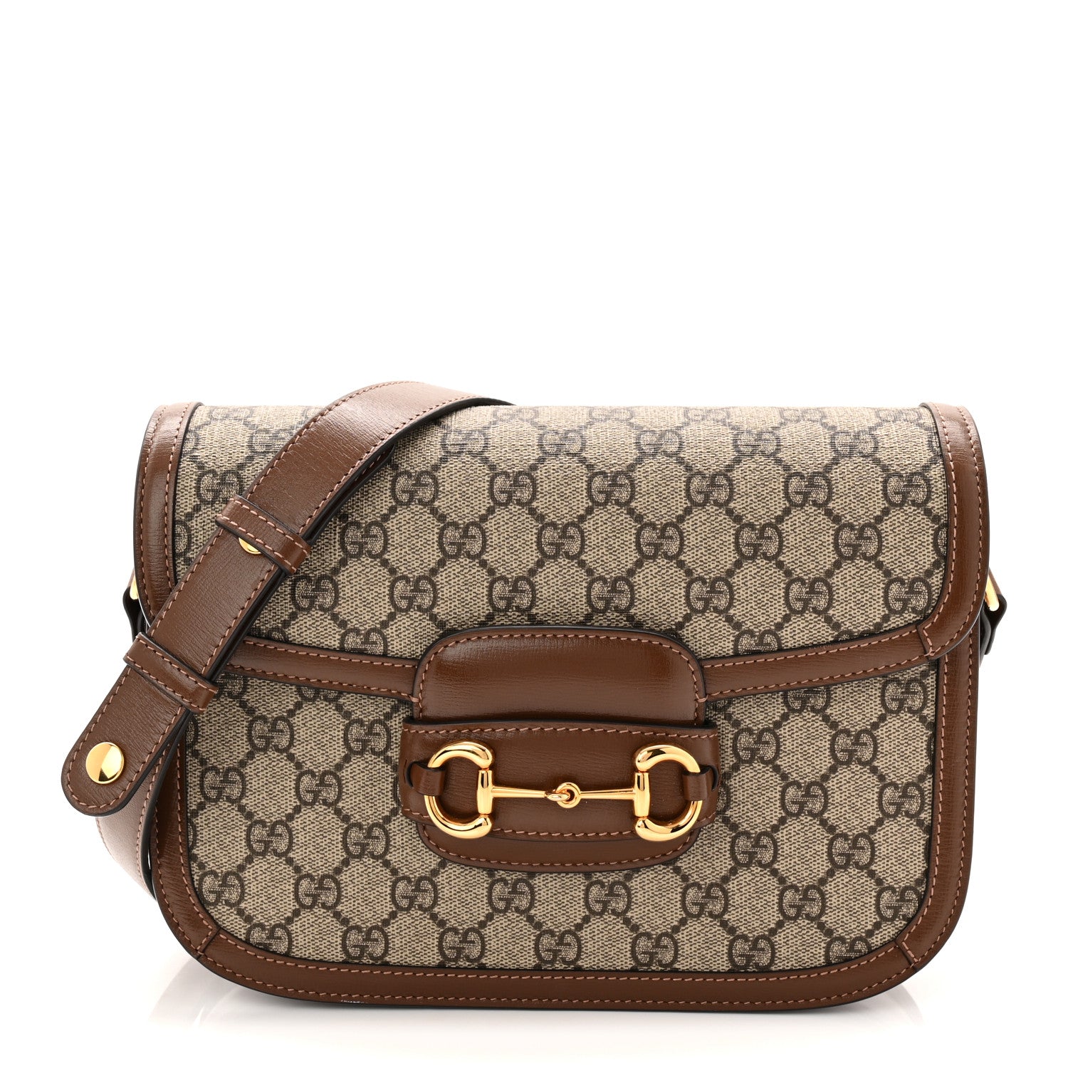 Gucci GG Supreme Monogram Horsebit 1955 Shoulder Bag Beige Brown Sugar 1 of 10