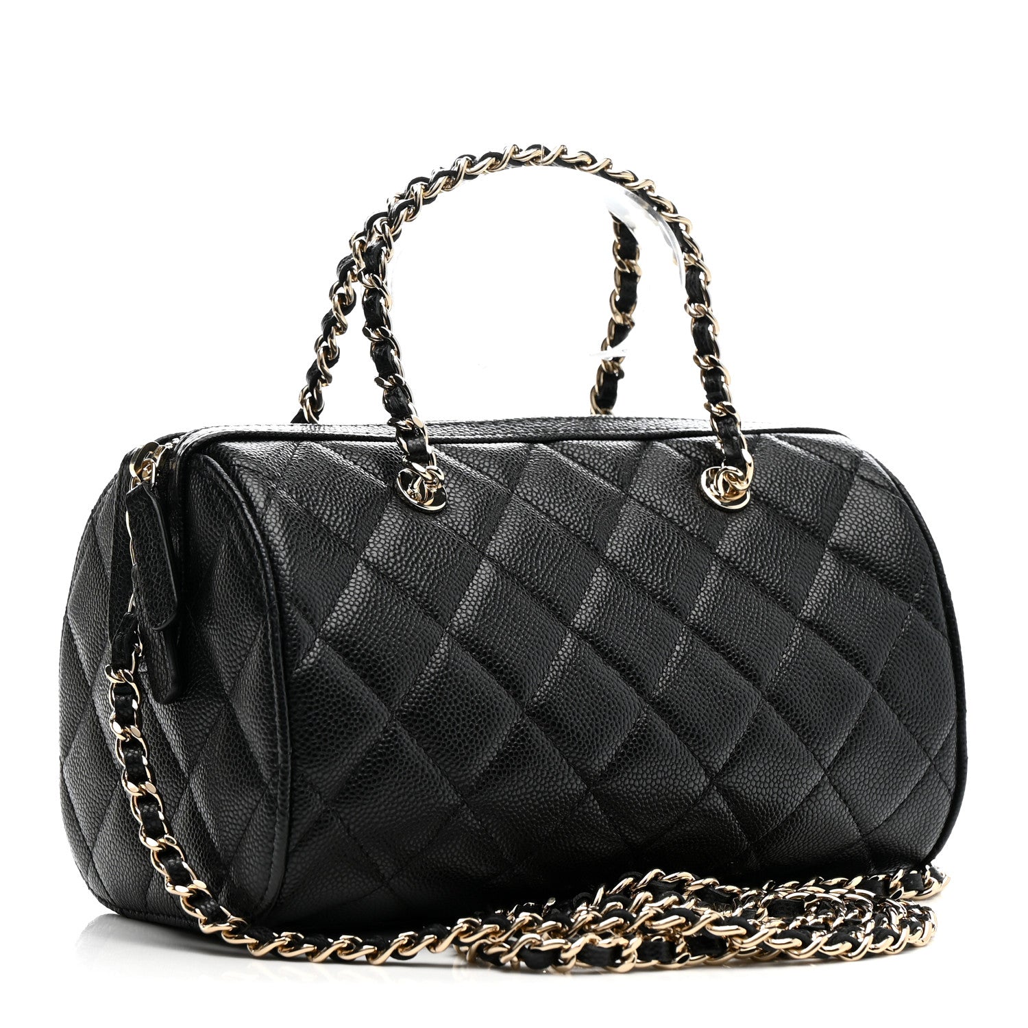Chanel Caviar Quilted Barrel Clutch With Chain Black 3 of 11