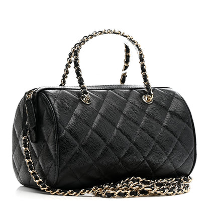 Chanel Caviar Quilted Barrel Clutch With Chain Black 3 of 11