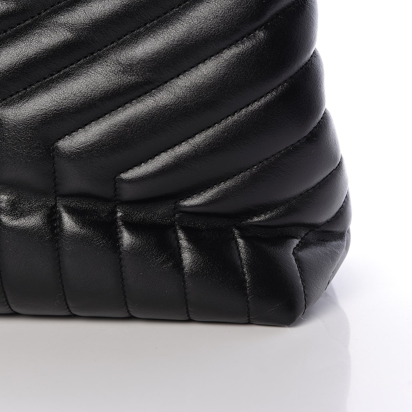 Calfskin Y Quilted Monogram Large Loulou Chain Satchel Black