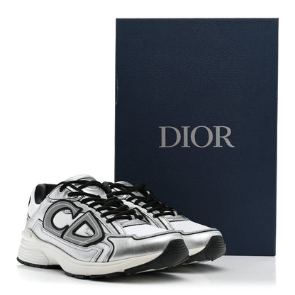Christian Dior Technical Mesh Calfskin Mens B30 Sneakers 42 Silver Black White 11 of 11