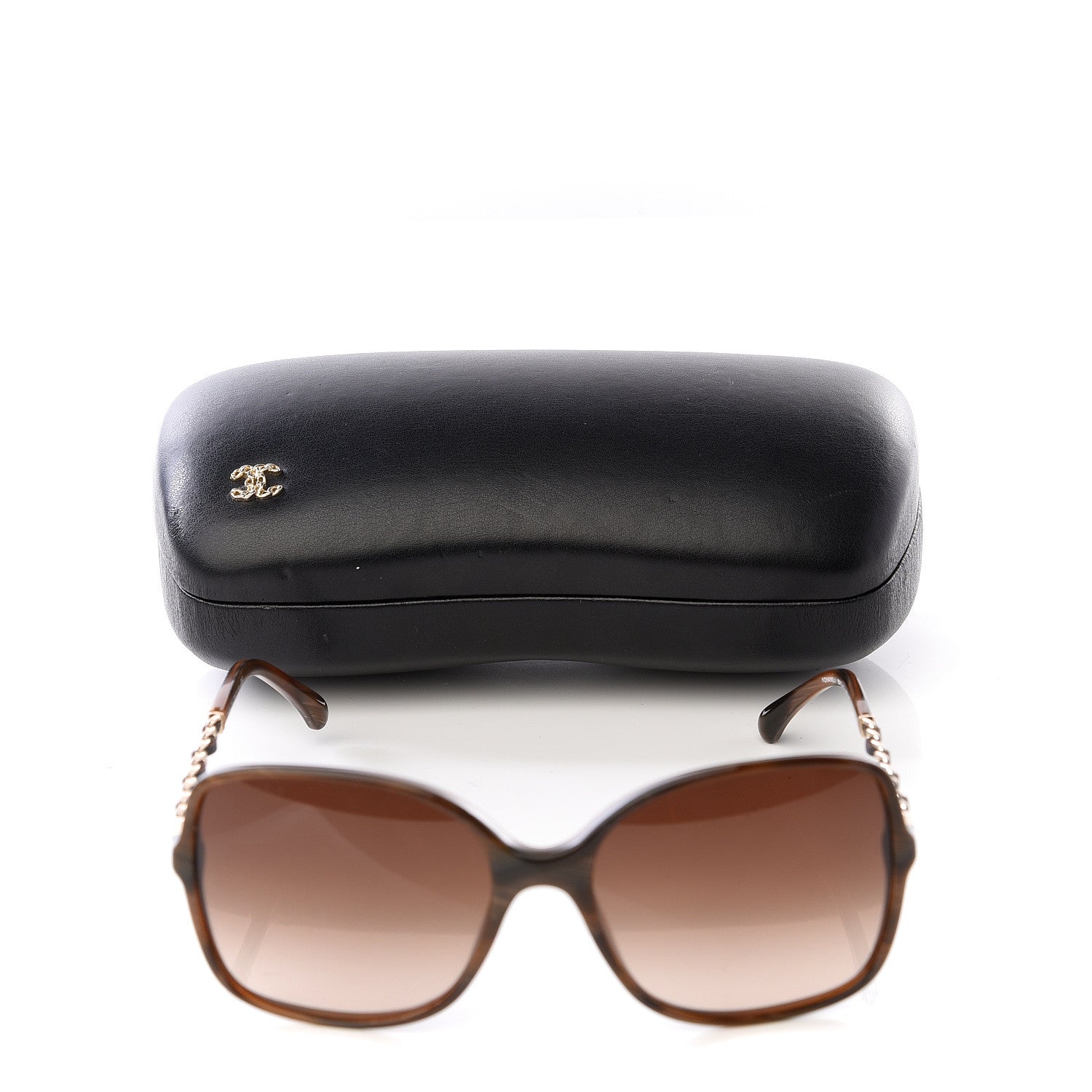 Chanel Acetate Metal Lambskin Chain Square Sunglasses 5210-Q Brown 7 of 7
