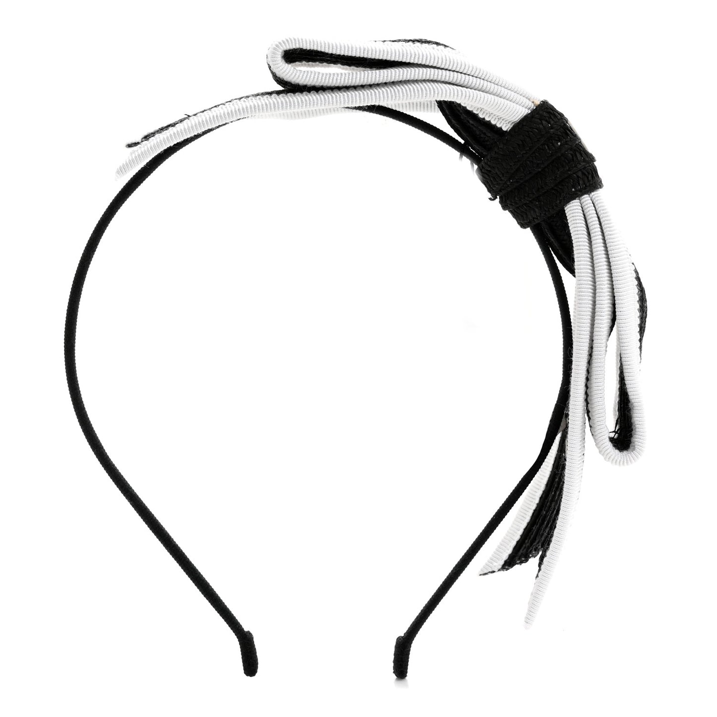 Raffia Bow CC Headband Black White