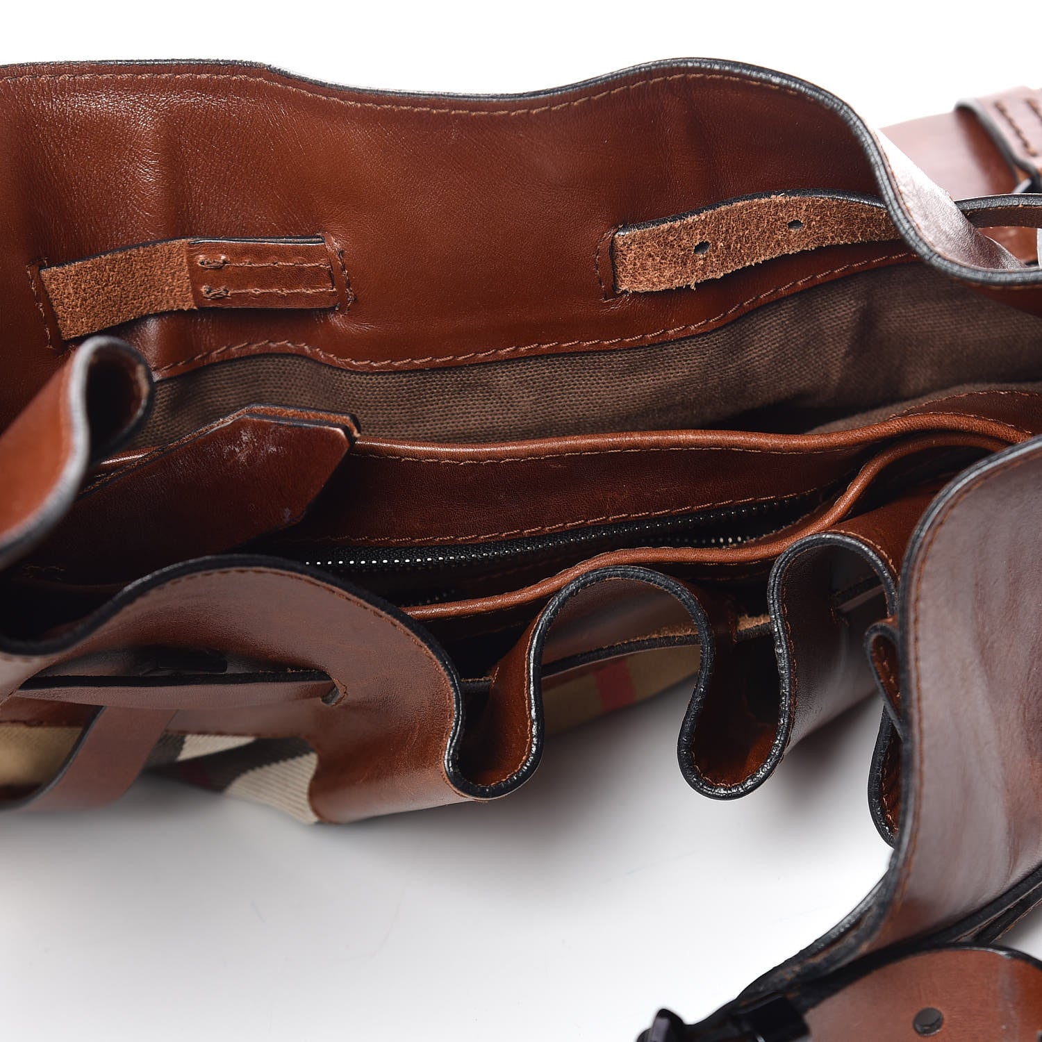 Burberry Bridle Calfskin House Check Kenton Hobo Brown 14 of 27