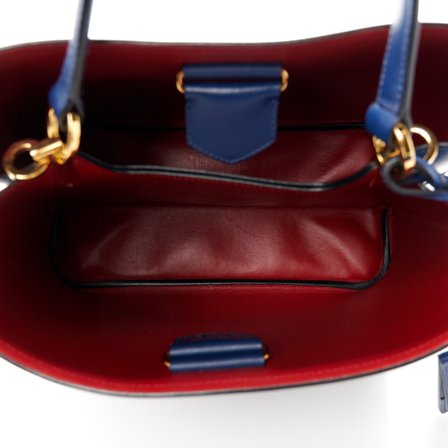 Prada Saffiano Cuir Medium Panier Bucket Bag Bleuette Fuoco 5 of 11