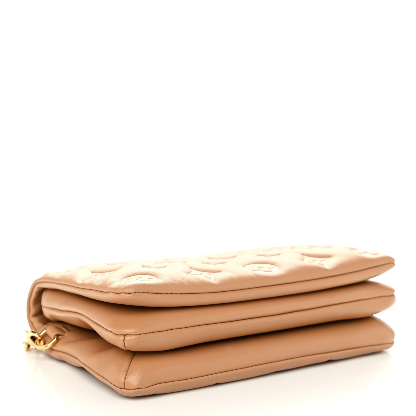 Lambskin Embossed Monogram Pochette Coussin Camel
