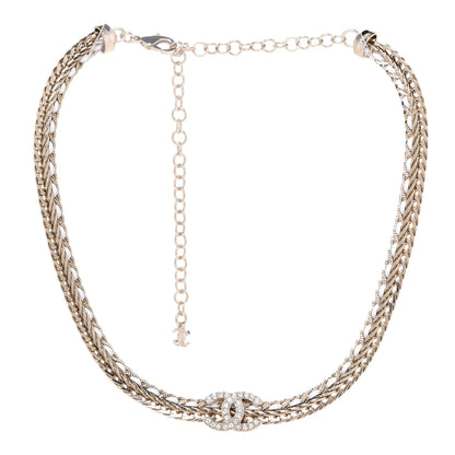 Chanel Metal Lambskin Crystal CC Choker Gold White 3 of 6
