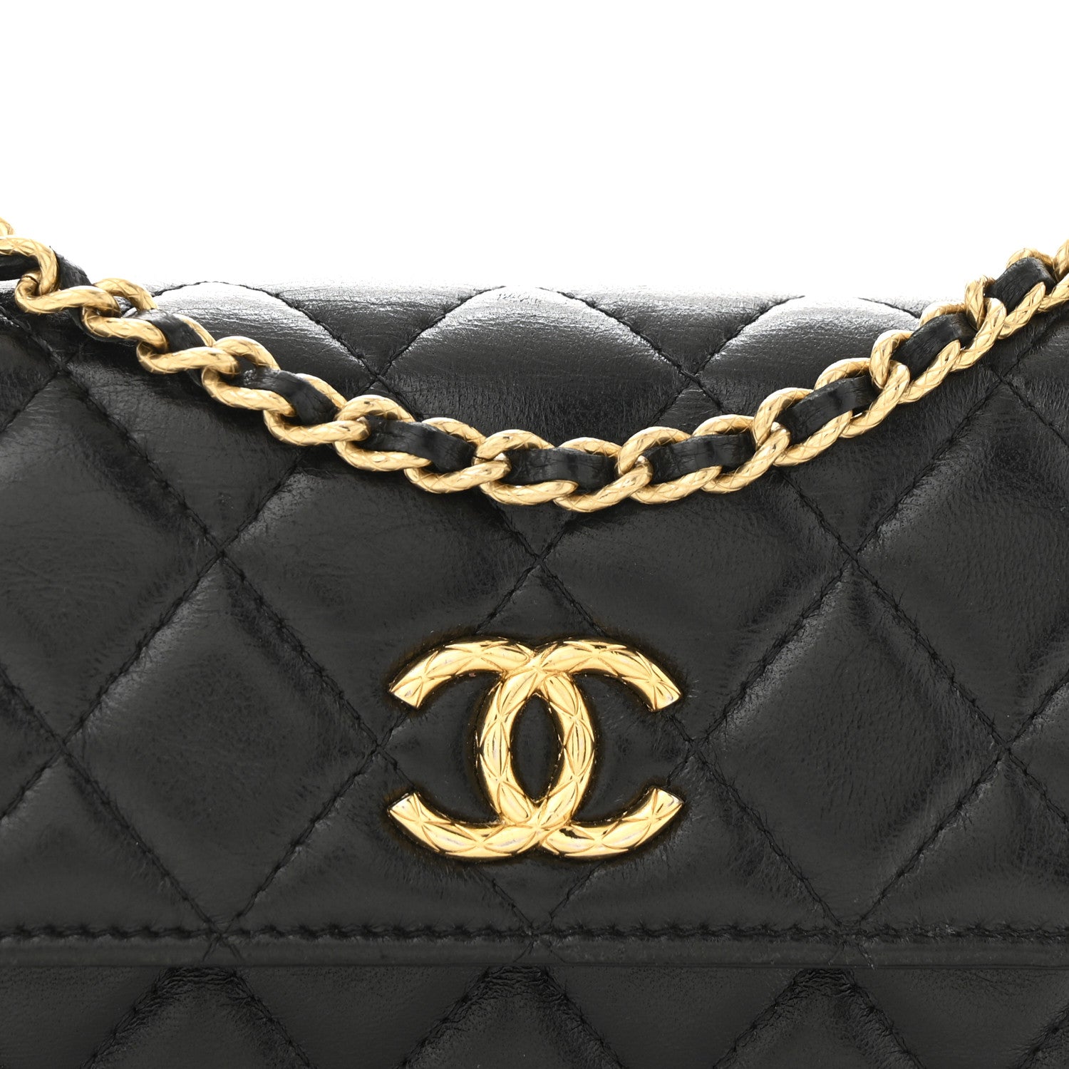 Chanel Lambskin Quilted Dynasty Flap Phone Holder With Chain Black 9 of 12
