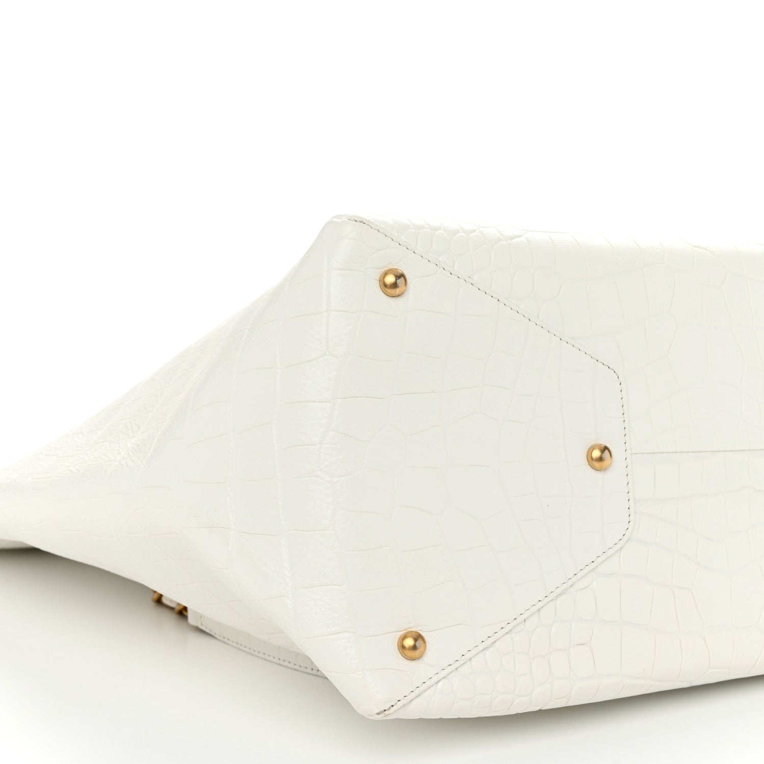 Chanel Calfskin Crocodile Embossed Large Cocodile Shopping Tote White 9 of 10