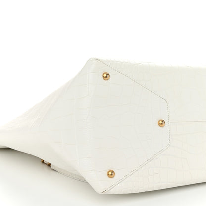 Chanel Calfskin Crocodile Embossed Large Cocodile Shopping Tote White 9 of 10