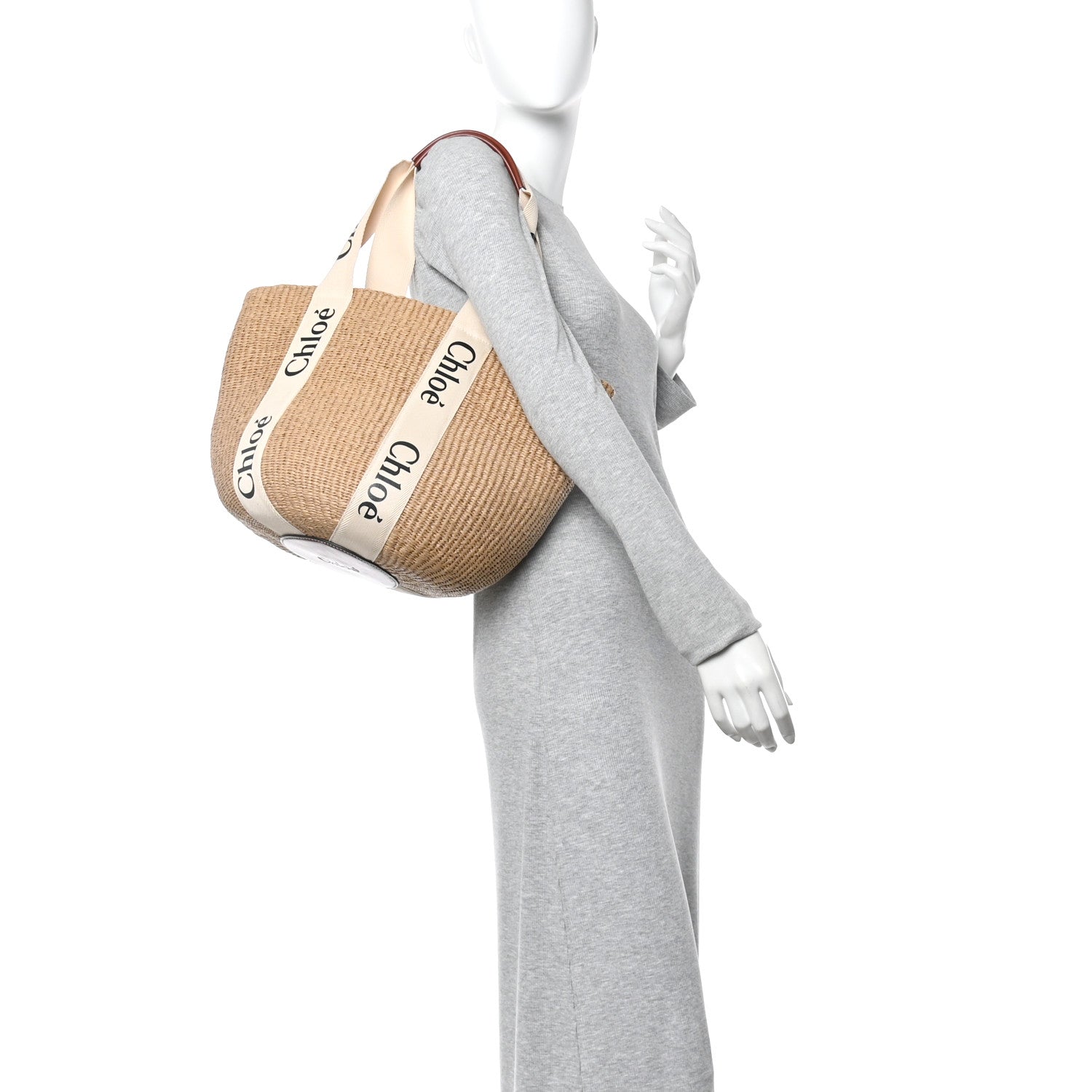 Chloe Raffia Large Woody Tote White 2 of 9