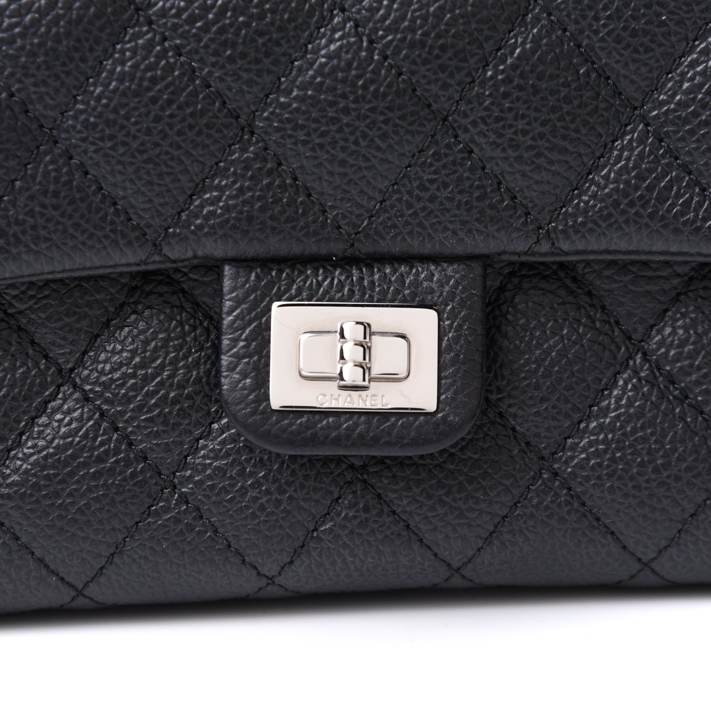 Grained Calfskin Quilted 2.55 Reissue Flap Belt Bag Clutch Black