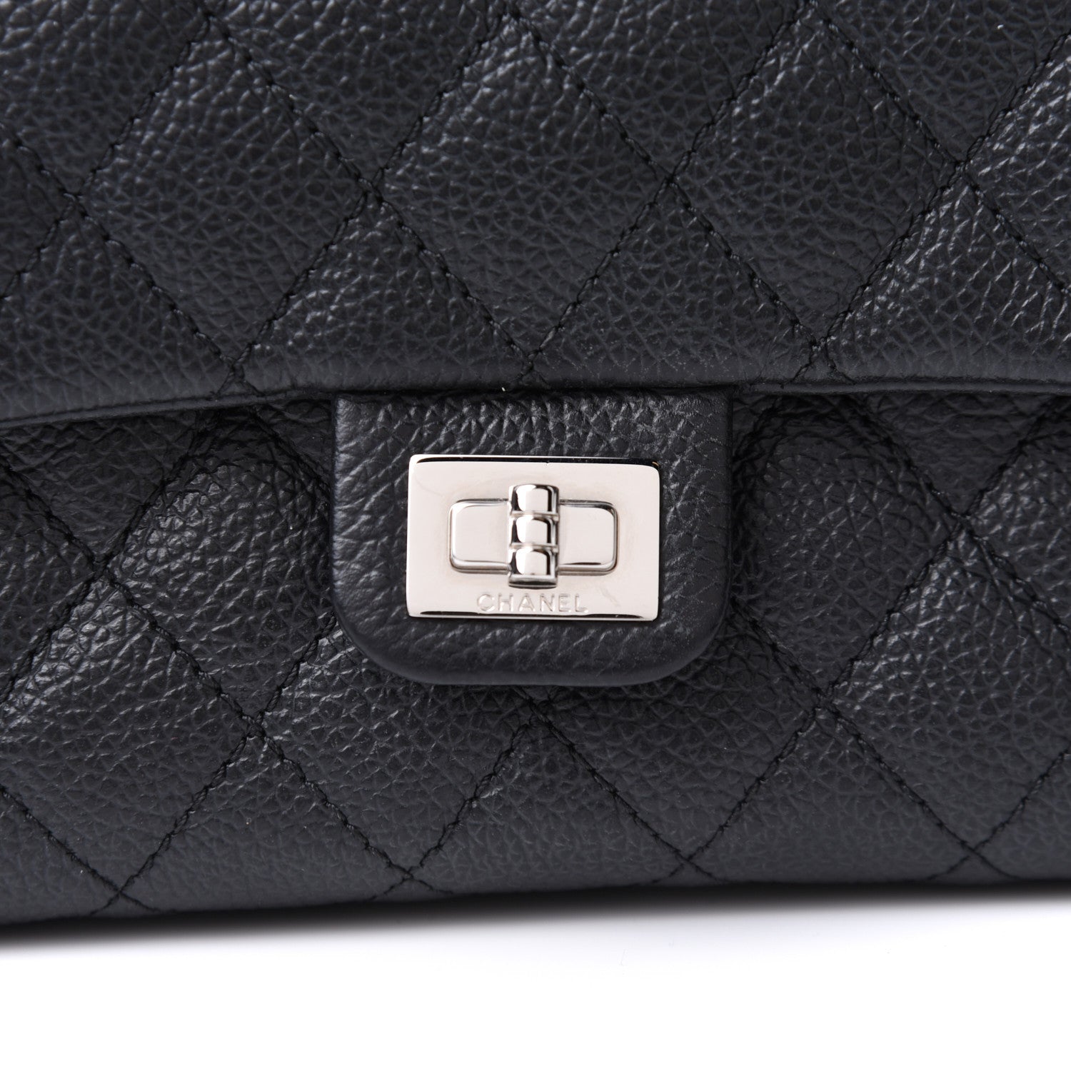 Chanel Grained Calfskin Quilted 2.55 Reissue Flap Belt Bag Clutch Black 8 of 11