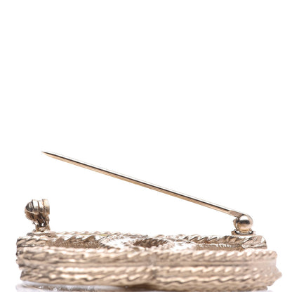 Chanel Crystal CC Brooch Light Gold 4 of 10