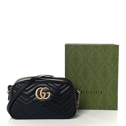 Gucci Calfskin Matelasse Small GG Marmont Chain Shoulder Bag Black 12 of 12