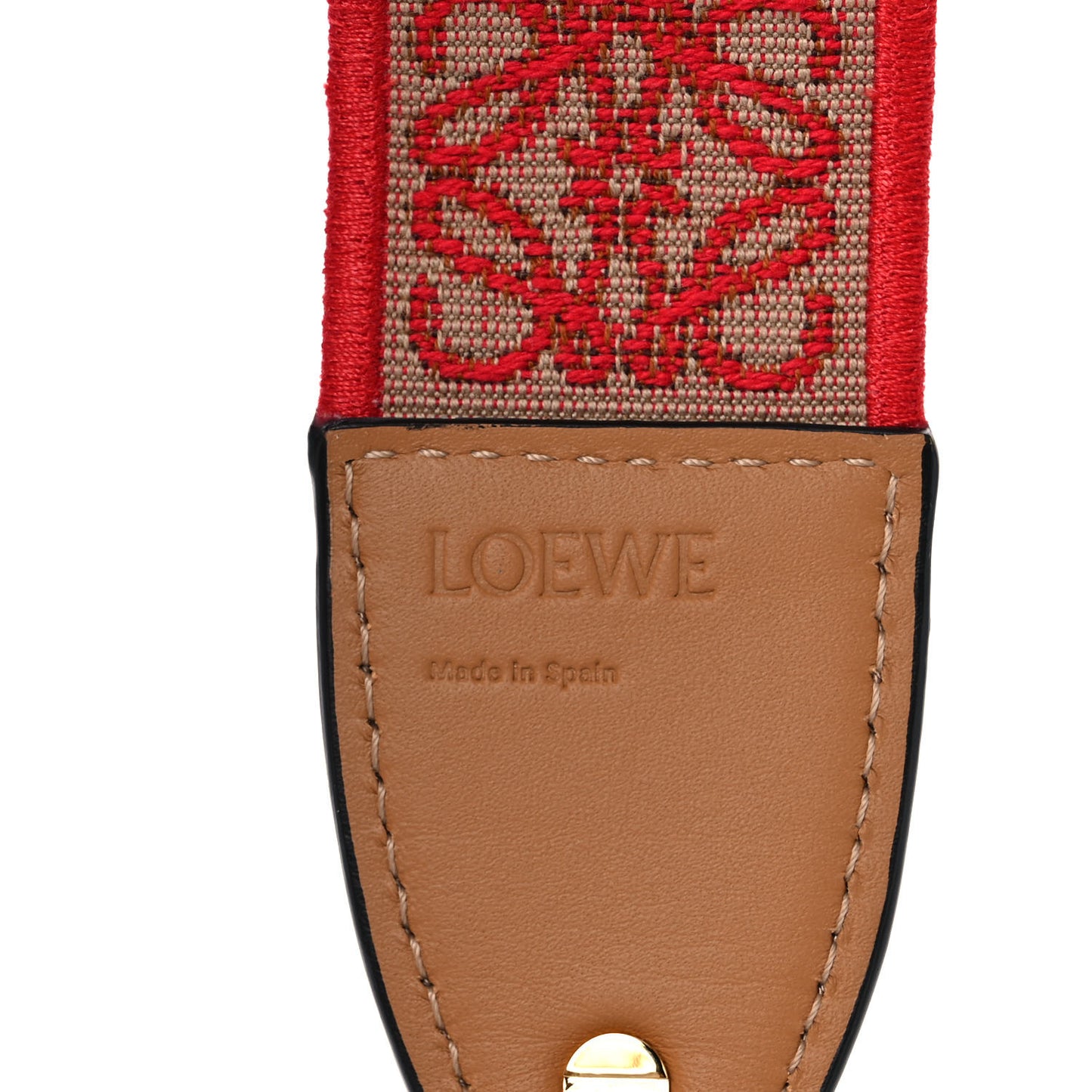 Calfskin Jacquard Anagram Strap Natural Red