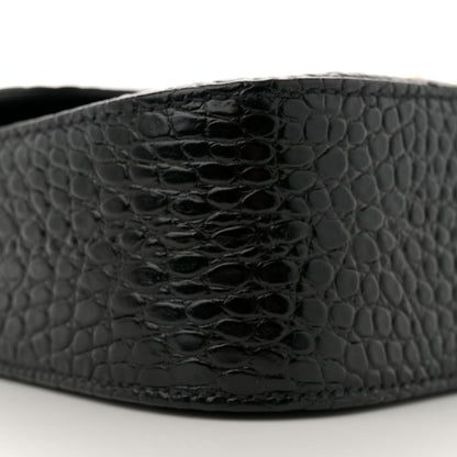 Miu Miu Crocodile Print Calfskin Top Handle Bag Black 8 of 10
