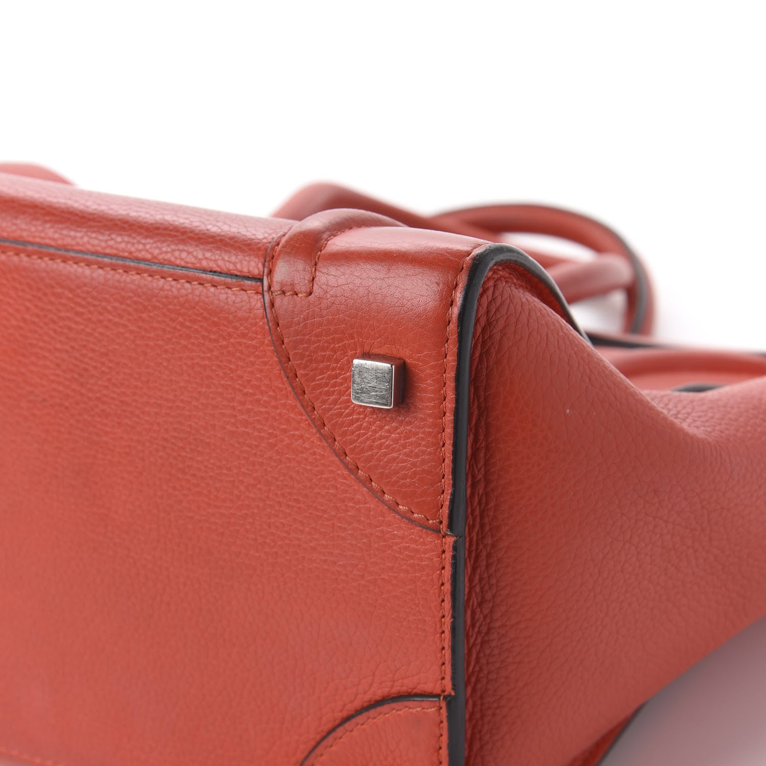 Celine Drummed Calfskin Mini Luggage Coquelicot 10 of 10