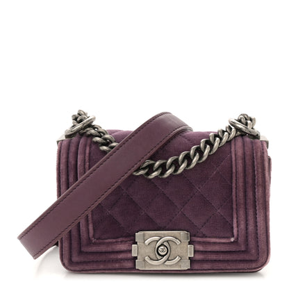 Chanel Velvet Quilted Mini Boy Flap Purple 1 of 12