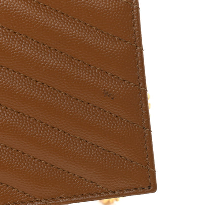 Saint Laurent Grain De Poudre Matelasse Chevron Monogram Envelope Chain Wallet Natural Dark 10 of 10