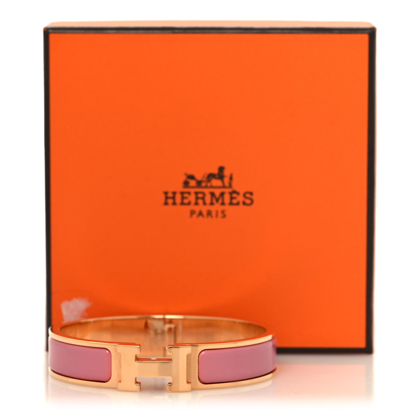 Enamel Narrow Clic Clac H Bracelet PM Rose Nacarat