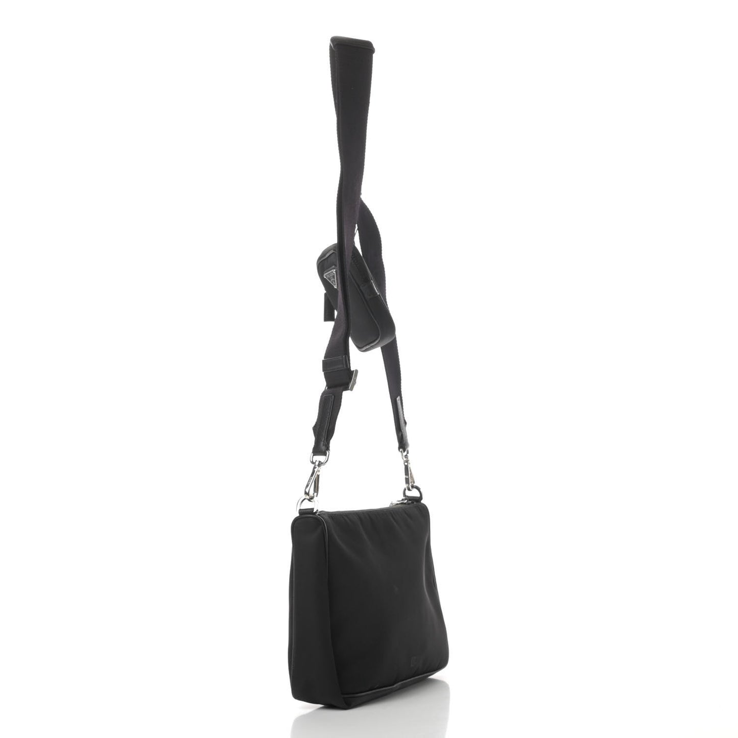 Re-Nylon Saffiano Pocket Zippered Shoulder Bag Black