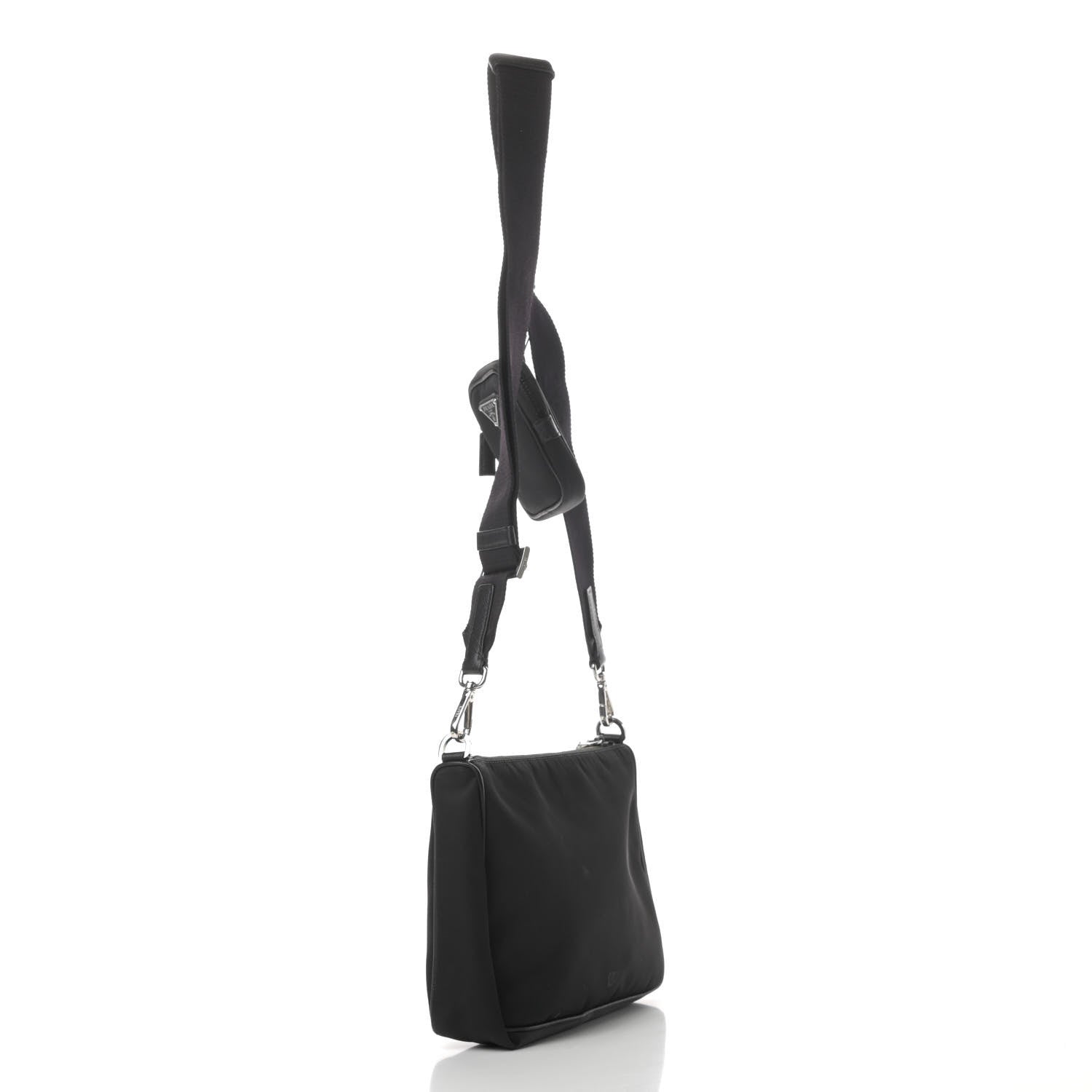 Prada Re-Nylon Saffiano Pocket Zippered Shoulder Bag Black 2 of 5