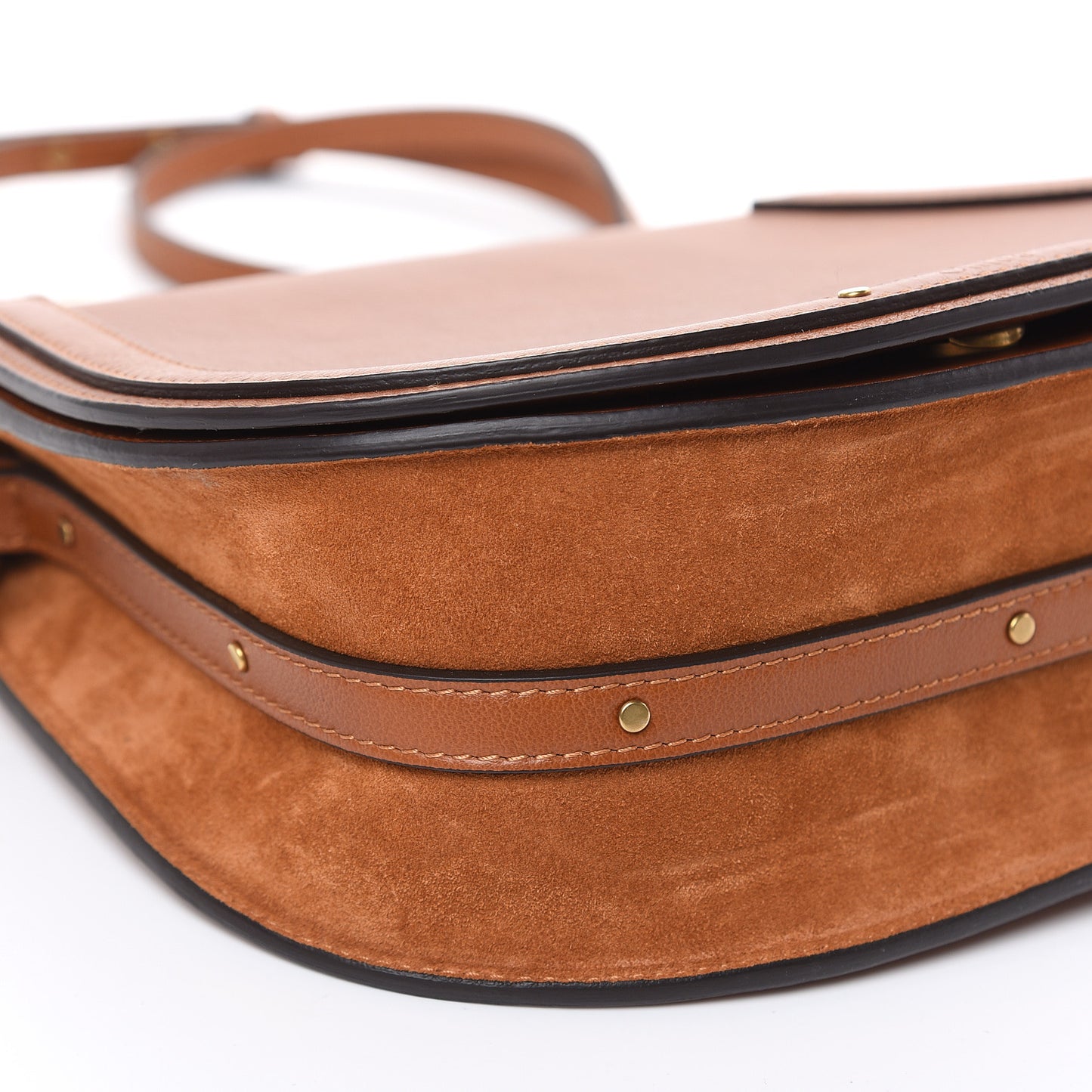 Calfskin Suede Medium Nile Bracelet Bag Caramel