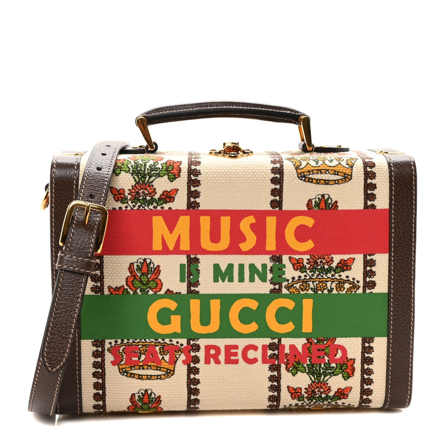 Gucci Canvas Calfskin 100 Centennial Music Beauty Case Multicolor 1 of 9