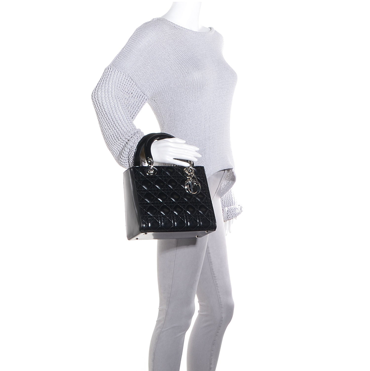 Christian Dior Patent Cannage Medium Lady Dior Black 2 of 9