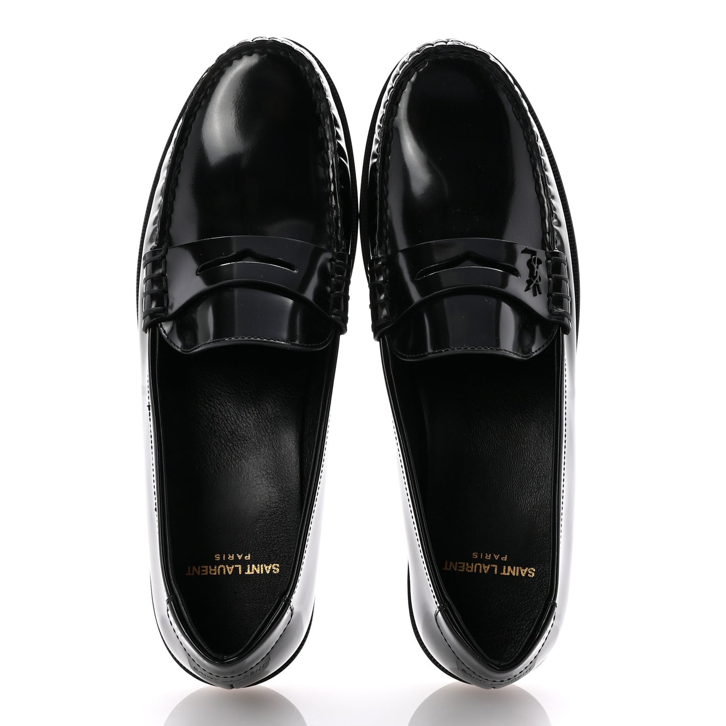 Glazed Calfskin Le Loafer Penny Slippers 41 Black