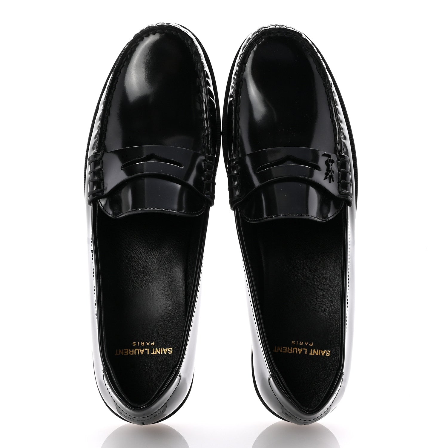 Saint Laurent Glazed Calfskin Le Loafer Penny Slippers 41 Black 2 of 9