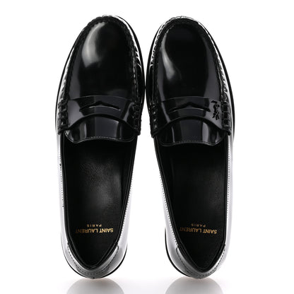 Saint Laurent Glazed Calfskin Le Loafer Penny Slippers 41 Black 2 of 9