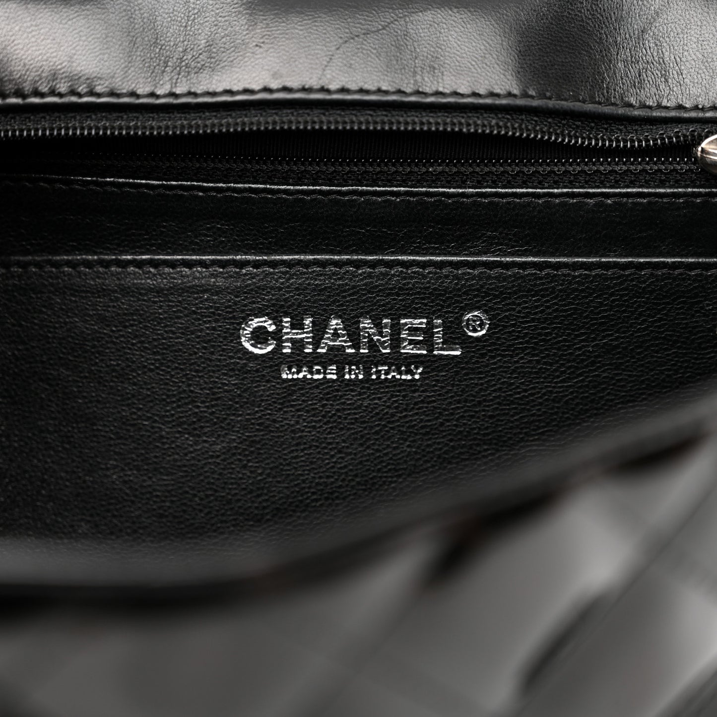 Patent Quilted Jumbo Single Flap Black