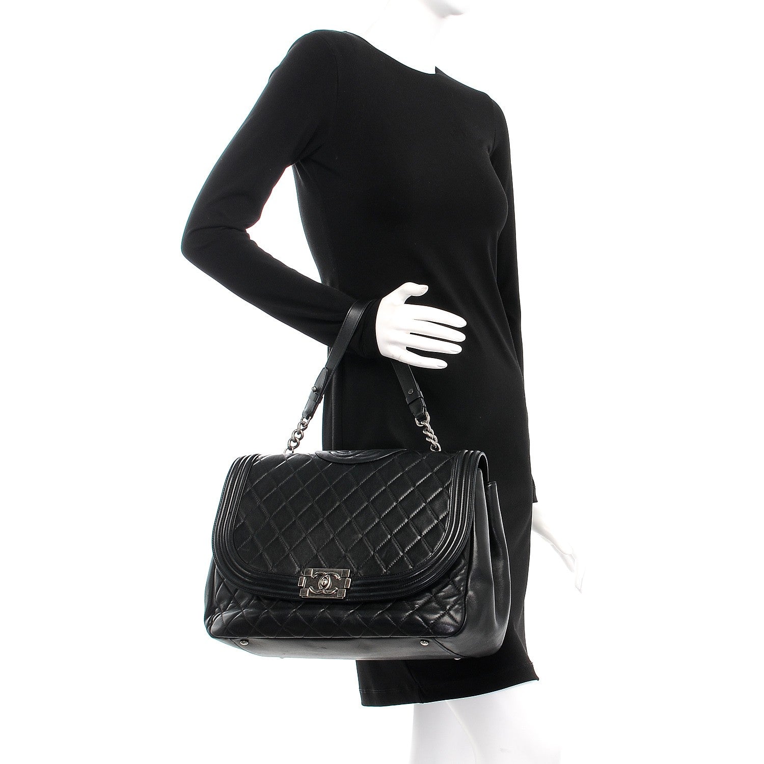 Chanel Lambskin Quilted Large Antik Boy Flap Black 2 of 8