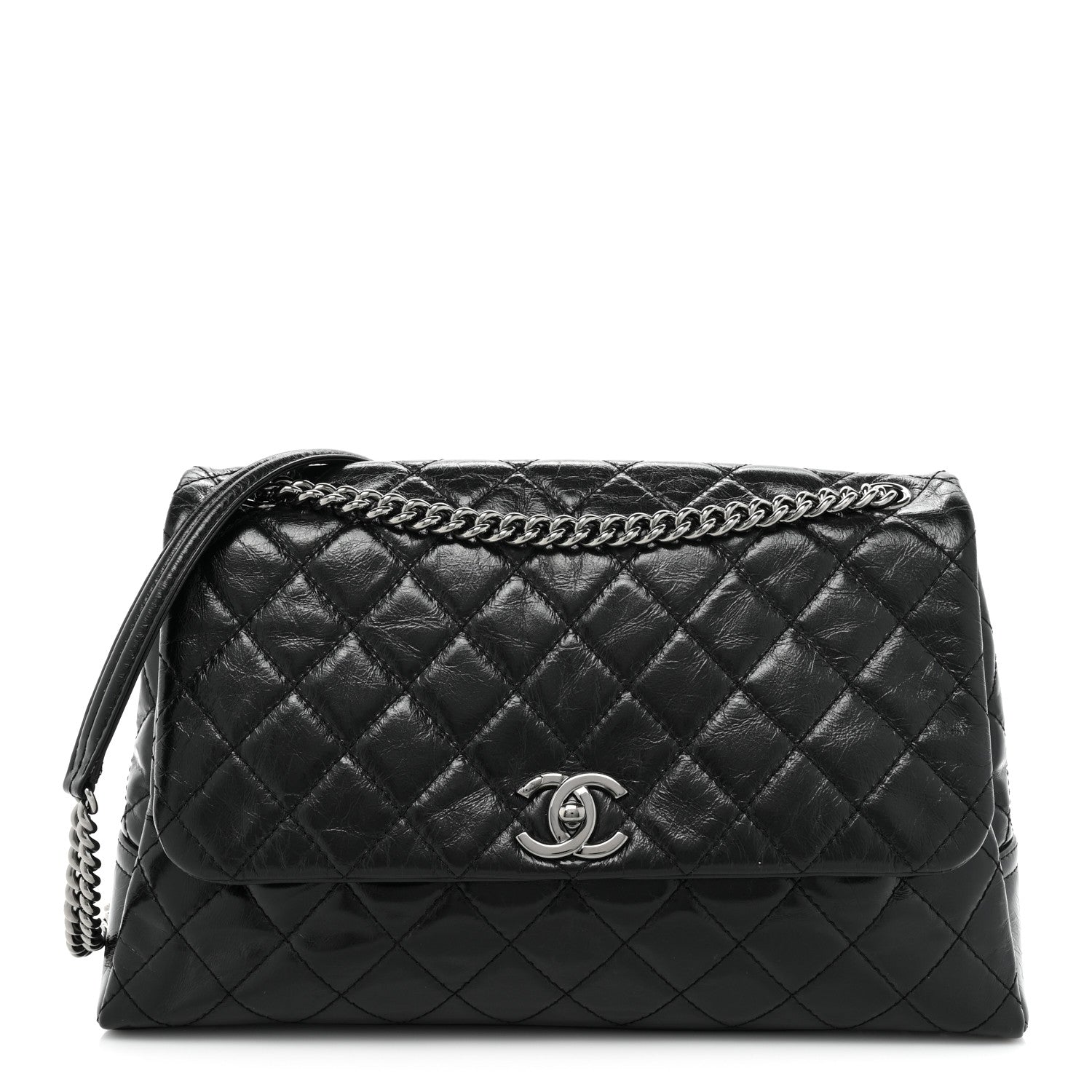 Chanel Glazed Calfskin Quilted Large Lady Pearly Flap Black 1 of 14