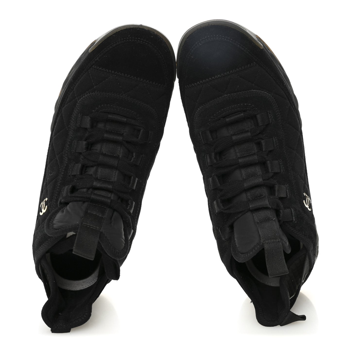 Suede Calfskin Mixed Fibers CC Sneakers 40.5 Black