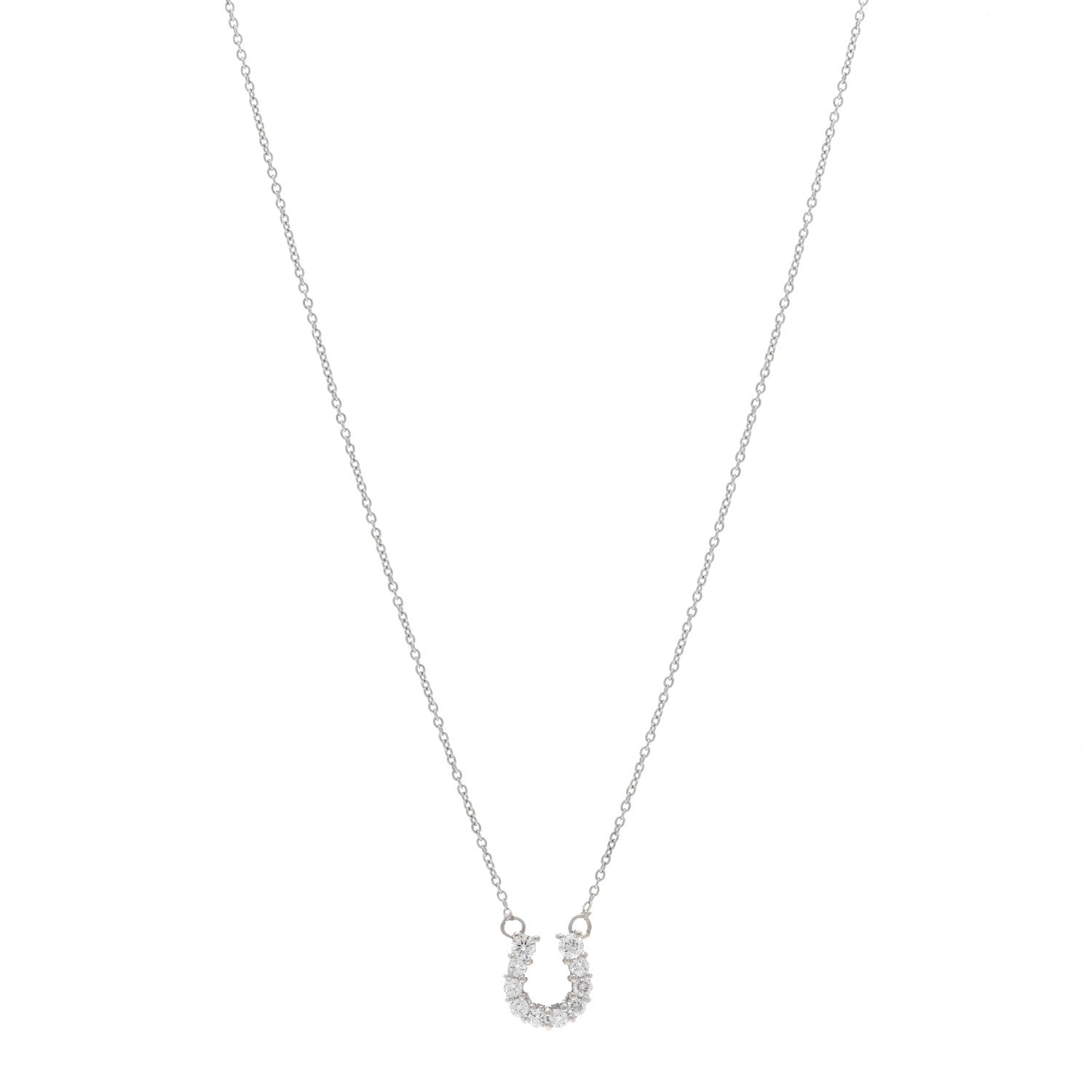 Roberto Coin 18K White Gold Diamond Horseshoe Pendant Necklace 1 of 4