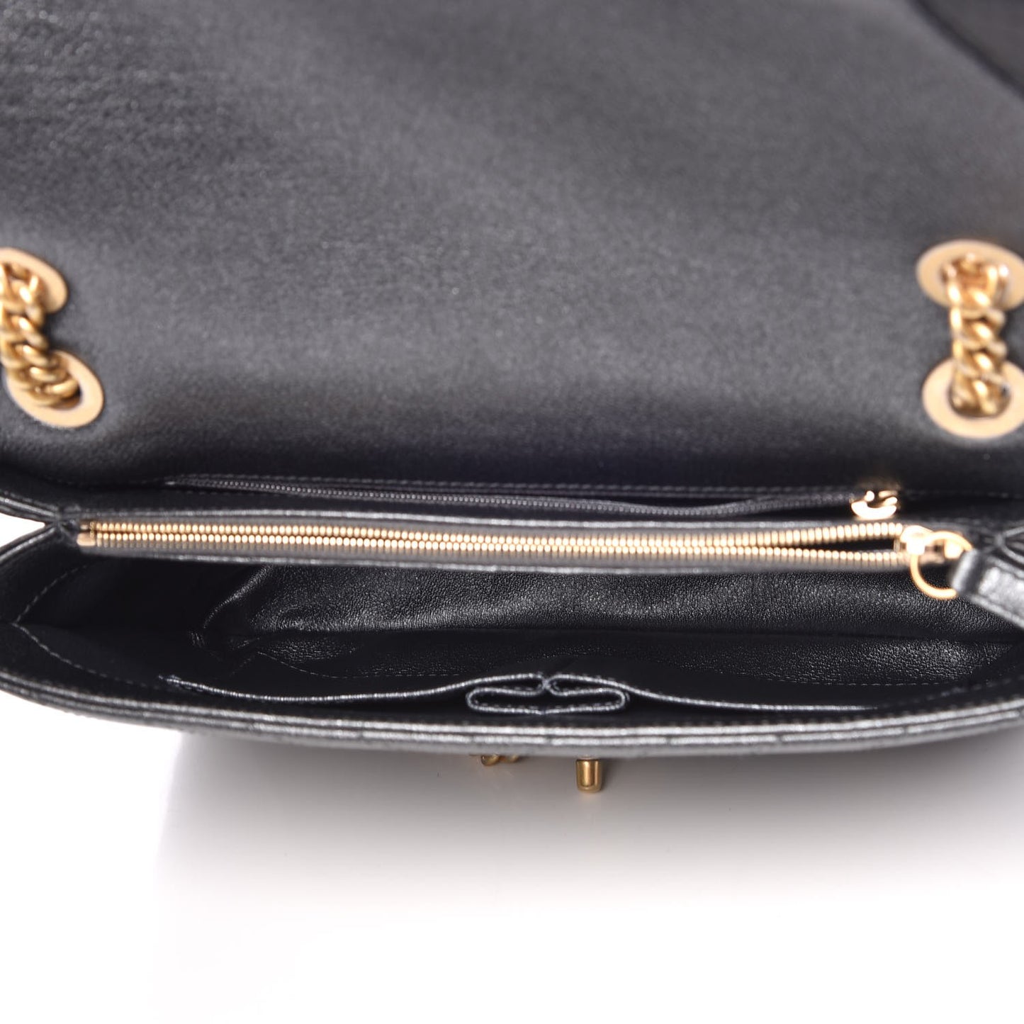 Calfskin Python Patchwork Chevron Medium Flap Black Silver