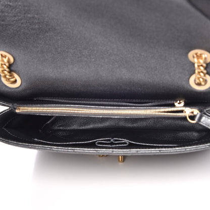 Chanel Calfskin Python Patchwork Chevron Medium Flap Black Silver 5 of 8