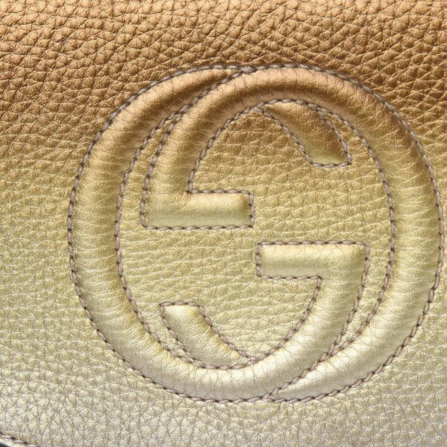 Gucci Metallic Pebbled Calfskin Small Soho Flap Crossbody Gold Ombre 10 of 10